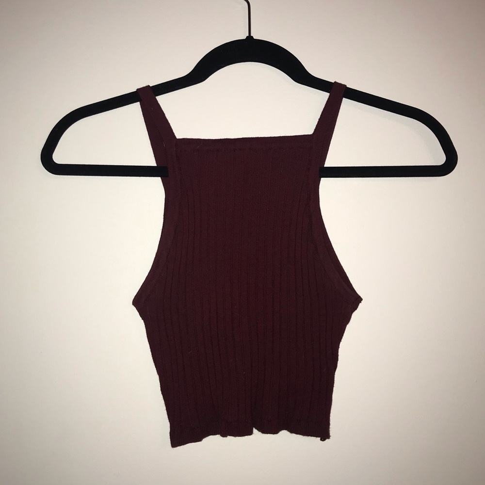 Burgundy Ribbed Crop Top